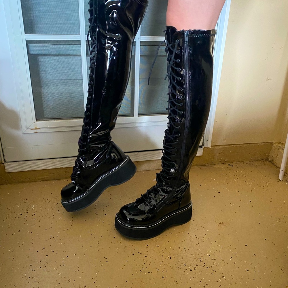 Demonia over the knee platform shoes